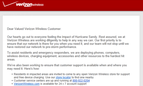 Verizon Hurricane Sandy