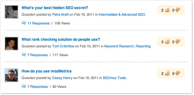 many responses seo questions forum