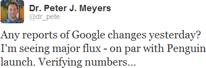 Pete's tweet asking about Google changes