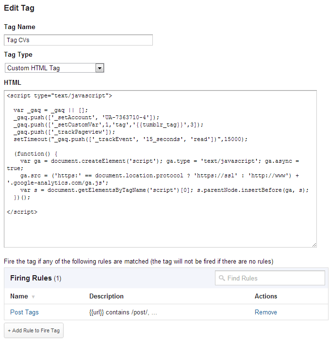 custom variable tag management