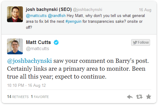 Matt Cutts Tweet