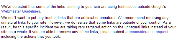 Sample GWT bad link warning