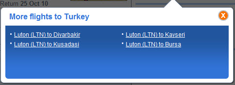 Flights to Turkey example