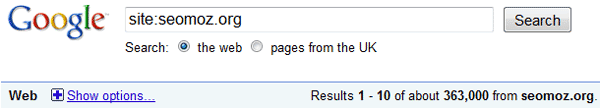 Indexation of SEOmoz.org on Google.co.uk