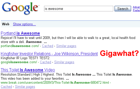 is awesome query at Google