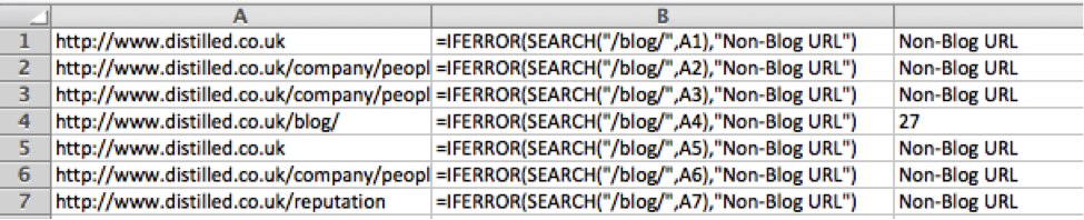 Excel SEARCH and IFERROR functions at work