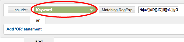 Select Keyword from the list of variables