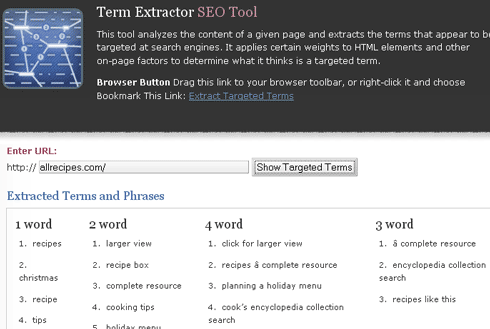 Term Extractor AllRecipes