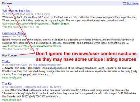 Thaiku Listings of Reviews and User Content