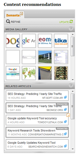 Zemanta's Content Recommendations